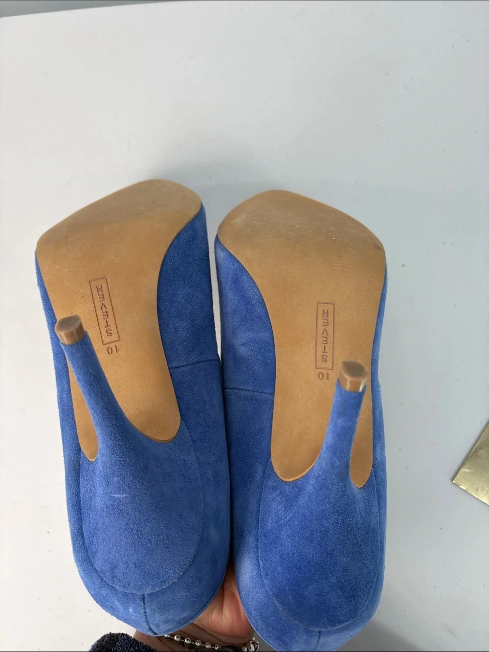 🐚 Steven By Steve Madden Blue Suede Pointed-Toe Stilettos p-distnt